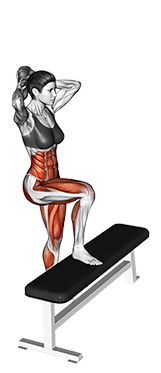 Step-up opposite elbow to knee twist